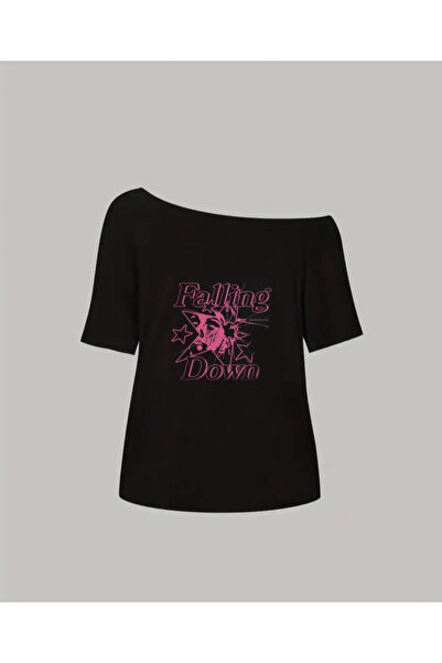 Keywest Γυναικείο μπλουζάκι με λαιμόκοψη Falling Down με στάμπα Oversize 100%...