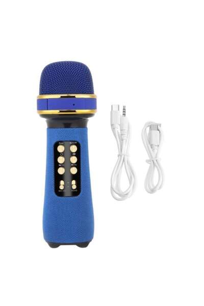 SIKS Microfon karaoke wireless, fără fir, stereo, 4 efecte vocale, USB, înregistrare muzică, albastru