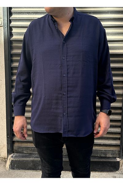 MİRMARONİ Men's Oversize Large Size Linen Look Shirt