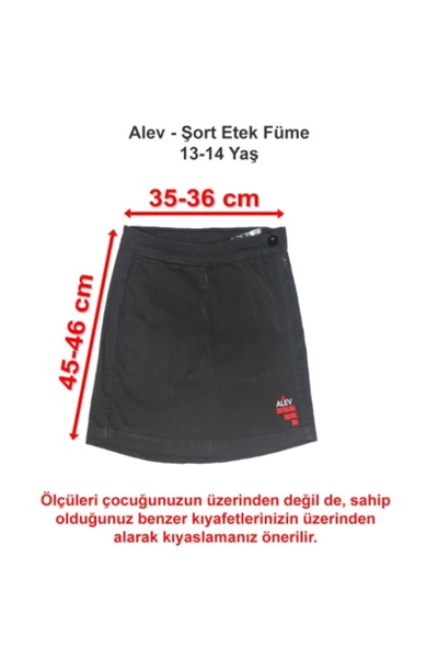 ALEV Okulları Şort Etek Füme 13-14 Yaş