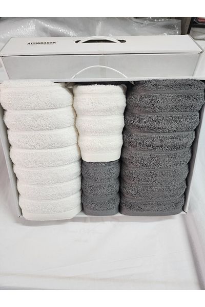 Altınbaşak 4-Piece Bath Towel Set Turkish Bath Set 100% Cotton Soft and Durable
