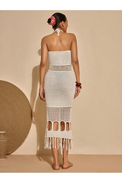 Rönesans Butik Knitted Fringed Knitted Dress