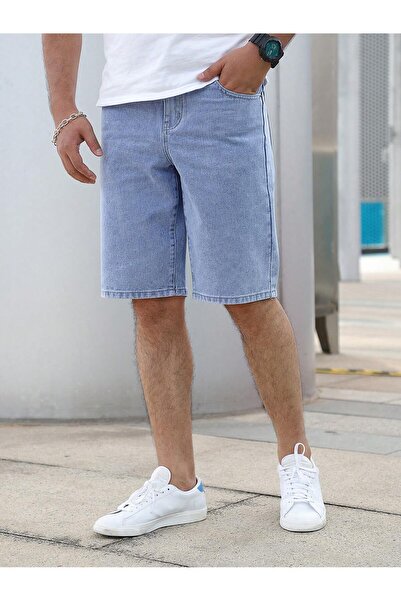 Cuqq Denim Ανδρικό τζιν σορτς σε κανονική γραμμή, ανοιχτό μπλε
