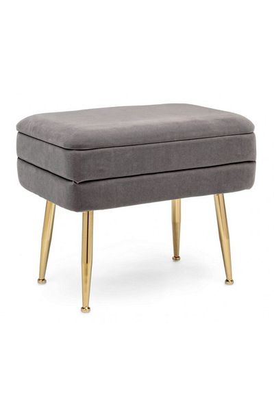 Bizzotto Banca catifea gri Pavlina 50x34,5x42 cm