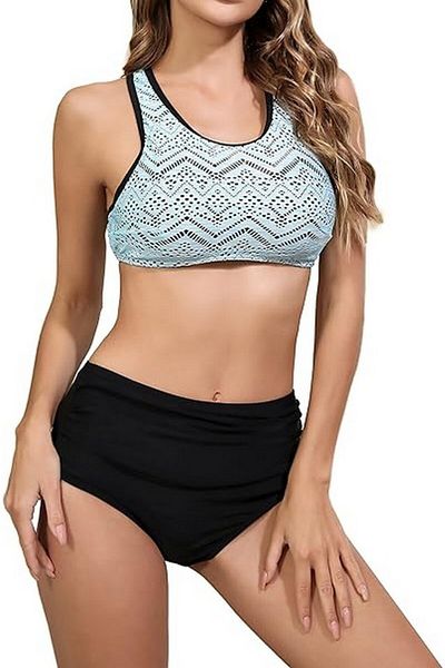 La Orchid Costum de baie roz 2 piese slip negru cu talie inalta roz, marime s,La Orchid