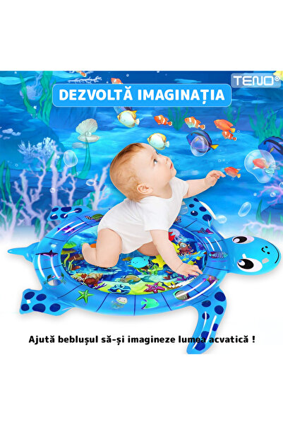 Teno Saltea cu Apa pentru Bebelusi Testoasa Teno®, centru de activitati si joaca, gonflabila, albastru