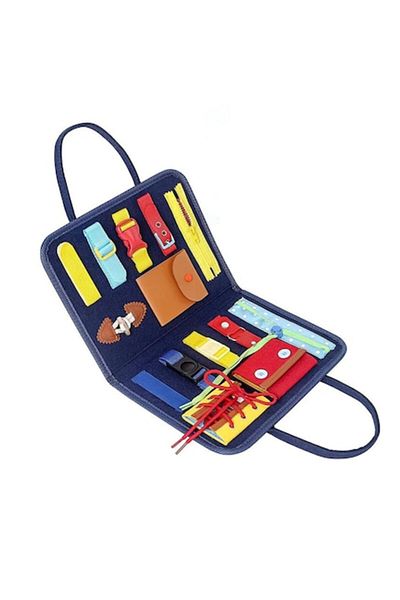 indiggo Ghiozdan senzorial pentru copii 1-5 ani, material din fetru, cu 14 activități, 45x28 cm