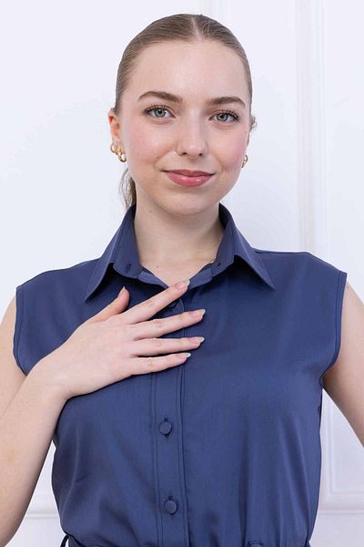 FİDEY Women's Shirt Dress Satin Top Button