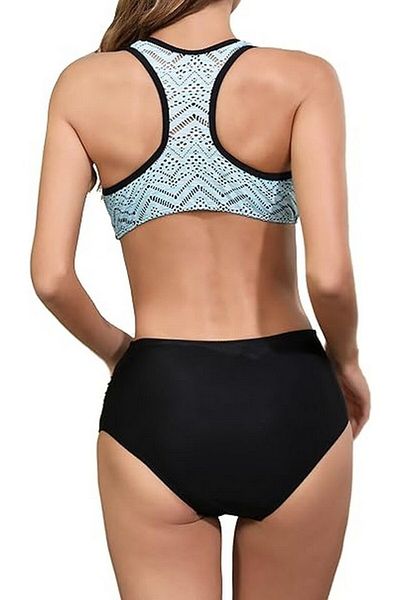 La Orchid Costum de baie roz 2 piese slip negru cu talie inalta roz, marime s,La Orchid