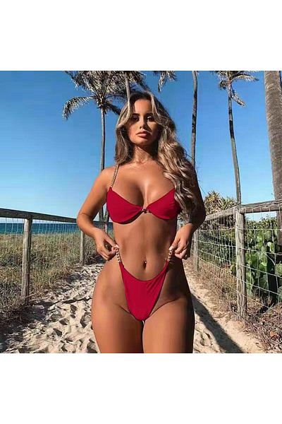 WildFashion 2-piece swimsuit accessorized with metal chains SW2531B-3
