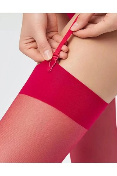 Cicişim Red Lace-Free Suspenders Socks
