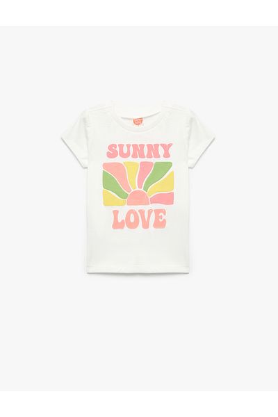Koton Short Sleeve Crew Neck Cotton Summer Themed Printed T-Shirt