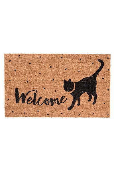 Clayre & Eef Welcome Anti-Slip Home Entrance Mat Coconut Fibers Rubber 75 cm x 45 cm x 1 h