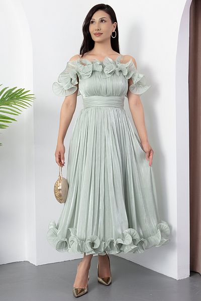 PULLIMM Rochie de seară cu decolteu în formă de inimă și fustă cu volane BAL139