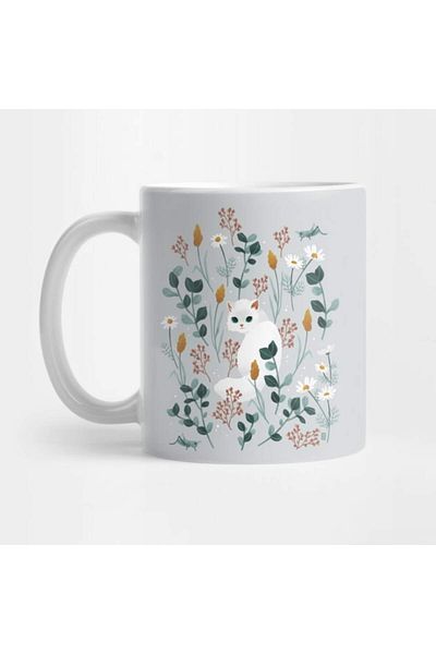 Pixxa Cat And Flowers Mug Cup