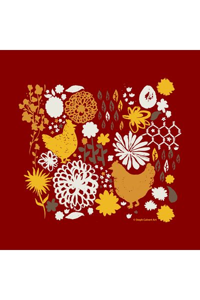 Pixxa Chicken and Flowers Mug Cup