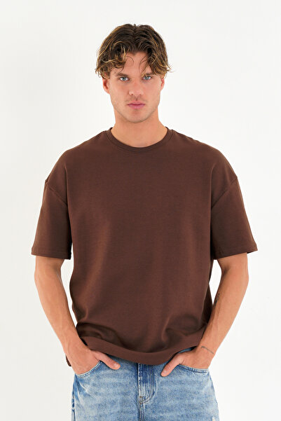 the ramify تي شيرت فارغ للجنسين ذو قصة واسعة ومقاس كبير 100% قطن سميك ذو ياقة...