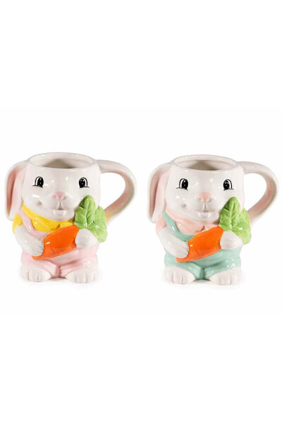 Decorer Σετ 4 πολύχρωμων κεραμικών κούπων ζυμαρικών 9x12 cm, 350 ml