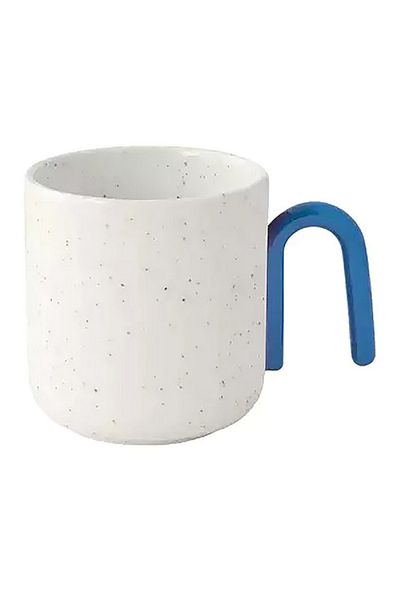 EasyLife Microwave and Dishwasher Safe Porcelain Coffee Mug White and Blue 350ml