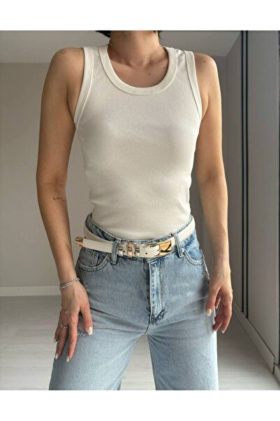 MADAMMERY Premium γυναικείο μπλουζάκι με μη μανίκια πλέξη ριμπ Athlete Badi Tshirt 95% βαμβάκι