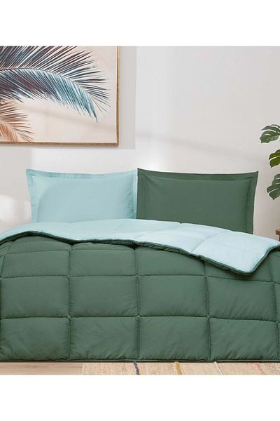 Özdilek Özdilek 100% Cotton (Elastic Sheet) Double Bed Set-Colourist Emerald Green