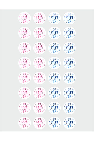 OEM Set of 32 stickers for Gender Reveal party - It's a boy It's a girl, diameter 4 cm, model 2
