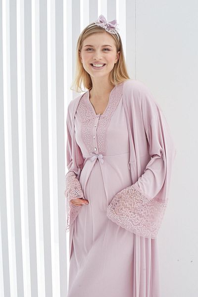 Lohussa طقم ملابس نوم للنساء من Dusty Rose بتصميم خاص وأزرار وأزرار للحمل والحمل
