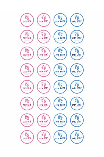 OEM Set of 32 stickers for Gender Reveal party - It's a boy It's a girl, diameter 4 cm