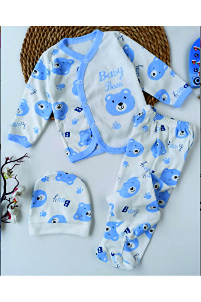 Baby Wings AYICIK BASKILI 3 LÜ SET ŞAPKALI HASTANE ÇIKIŞI