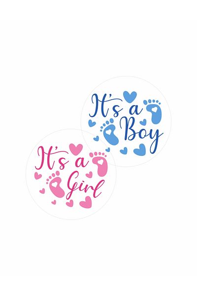 OEM Set of 20 stickers for Gender Reveal party - It's a boy It's a girl, diameter 7 cm, model 3