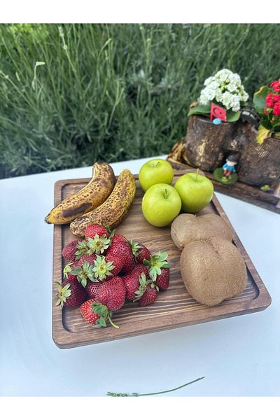 SAMMWOOD Natural Wood Presentation Stand, Wooden Cake Stand, Wooden Fruit Plate, Natural Wood on Foot