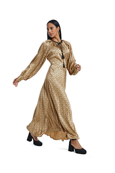 SERPİL Kadın Uzun Kollu Desenli Elbise – Rahat ve Zarif Tasarım