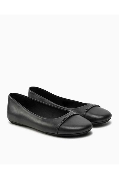 Calvin Klein Black Leather Ballerinas - Hw0hw02145beh