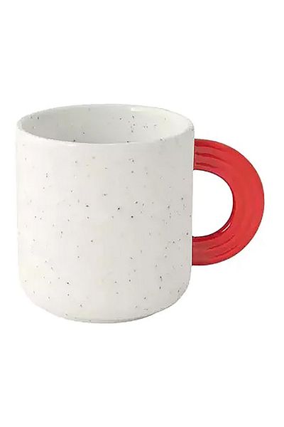 EasyLife Microwave and Dishwasher Safe Porcelain Coffee Mug White and Red 350ml