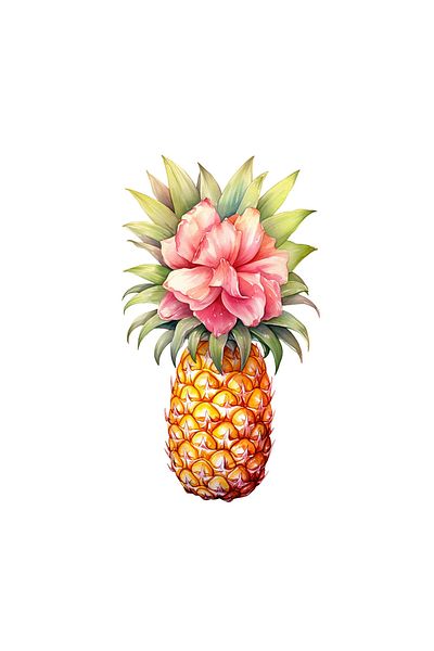 INOVATIX Set de 8 piese, autocolant ananas cu floare roz, INOVATIX®. 6 cm