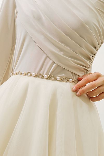 Manuka Pearl and Ring Row Belt Gold