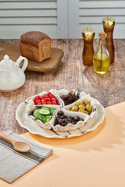 Sezka Life Marble Pattern Fanus Breakfast Set Sauce Bowl, Snack Bowl, Breakfast Set Presentation Bowl