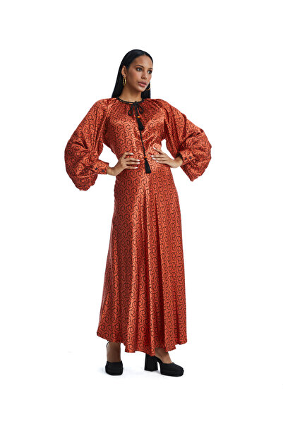 SERPİL Kadın Uzun Kollu Desenli Elbise – Rahat ve Zarif Tasarım