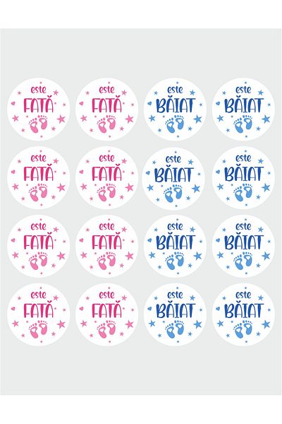 OEM Set of 16 stickers for Gender Reveal party - It's a boy It's a girl, diameter 9 cm, model 2