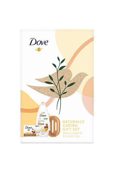Dove Set Dove Naturally Nourishing: Savoniera de bambus + Sapun Crema Purely Shea Butter, 90g
