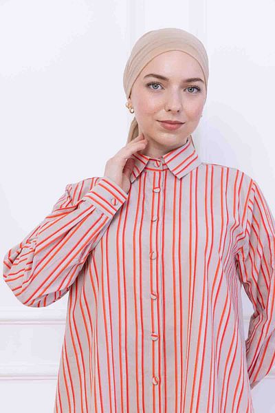 FİDEY Oversize Women's Tunic with Pattern Satin