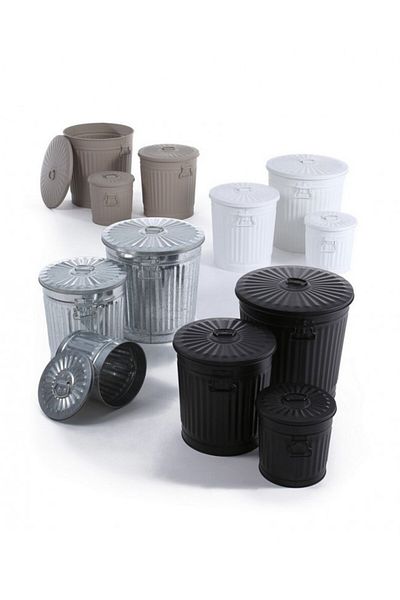 Bizzotto Trash Bin Zinc White London 35 L, 36x30x37 cm