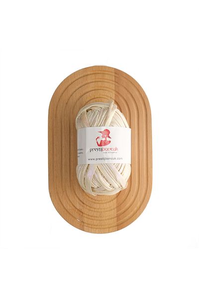 Prestij Boncuk Premium Leather Look Metallic Combed Cotton Thread Bag and Hobby Knitting Thread Shiny Glitter Off White