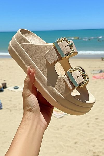 Moda Frato Modafrato YAKUT Papuci de damă cu talpă cu căptușeală Sandale pentru plajă, mare, piscină