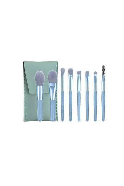 OEM Set of 8 makeup brushes with storage case, Blue