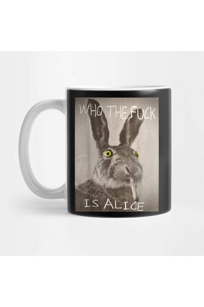 Pixxa Who the F_Ck Is Alice Funny Rabbit Mug Cup