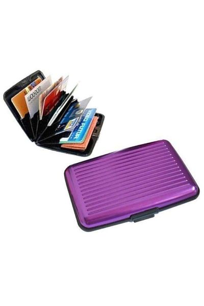 HOZRO Portofel Hozro, din Aluminiu pentru Carduri si Acte, Antiscanare, 6 Compartimente, 11 x 7.5 x 2 cm,
