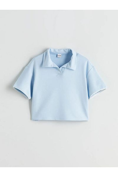 LC Waikiki Tricou și pantaloni pentru copii LCW Kids Blue Polo Gât pentru fete