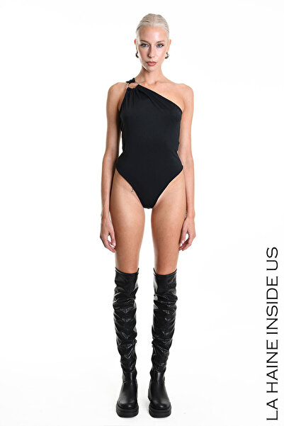 La Haine Inside Us Slim Fit One Shoulder Bodysuit - - Xs, Black