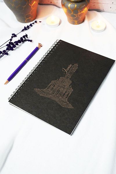 markcat A5 Izmir Clock Tower Black Kraft Cover Unlined Notebook (120 Pages) 15X21 cm - Memory Notebook